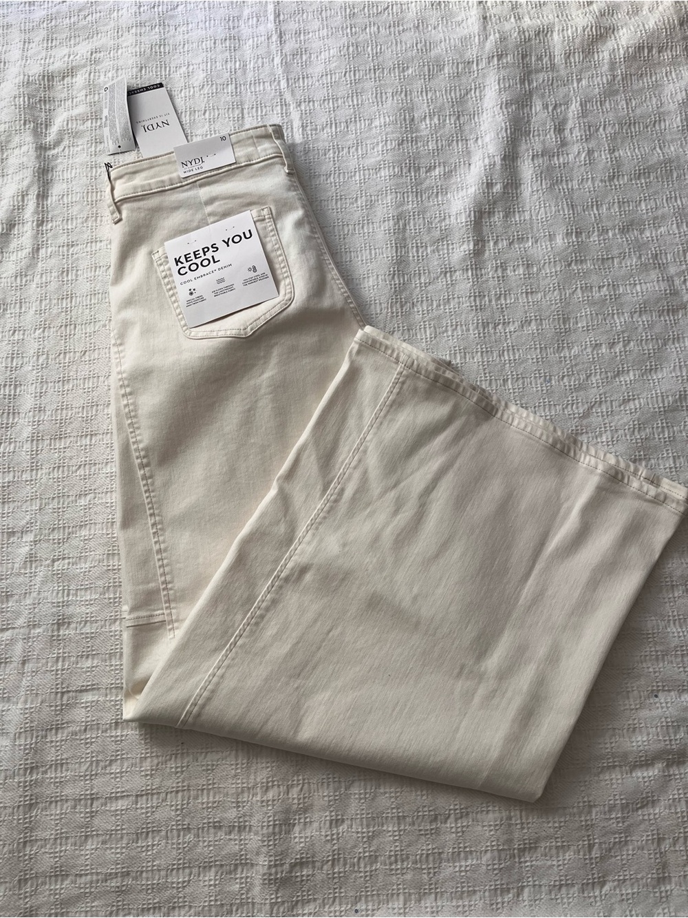 NYDJ Cream Wide Leg Flare Jeans